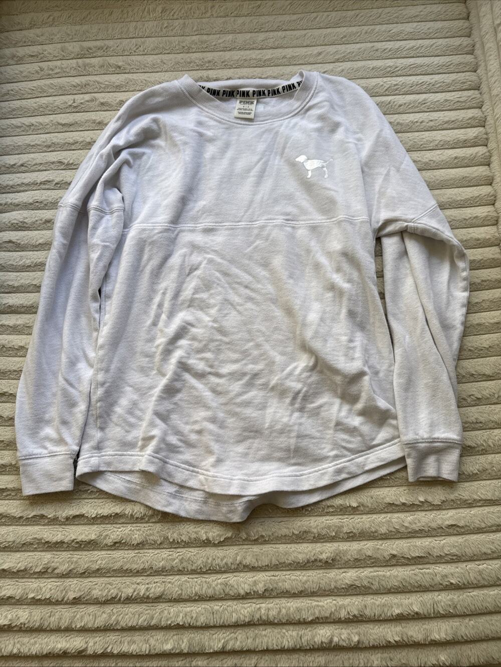 PINK Silver Dog Victoria Secret PINK Sweatshirt COLOR White Size S Pullover